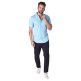 Raffi Short Sleeve Shirt In Aqua Color  RW22210 Aqua