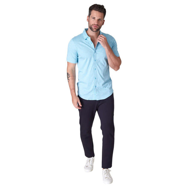 Raffi Short Sleeve Shirt In Aqua Color  RW22210 Aqua