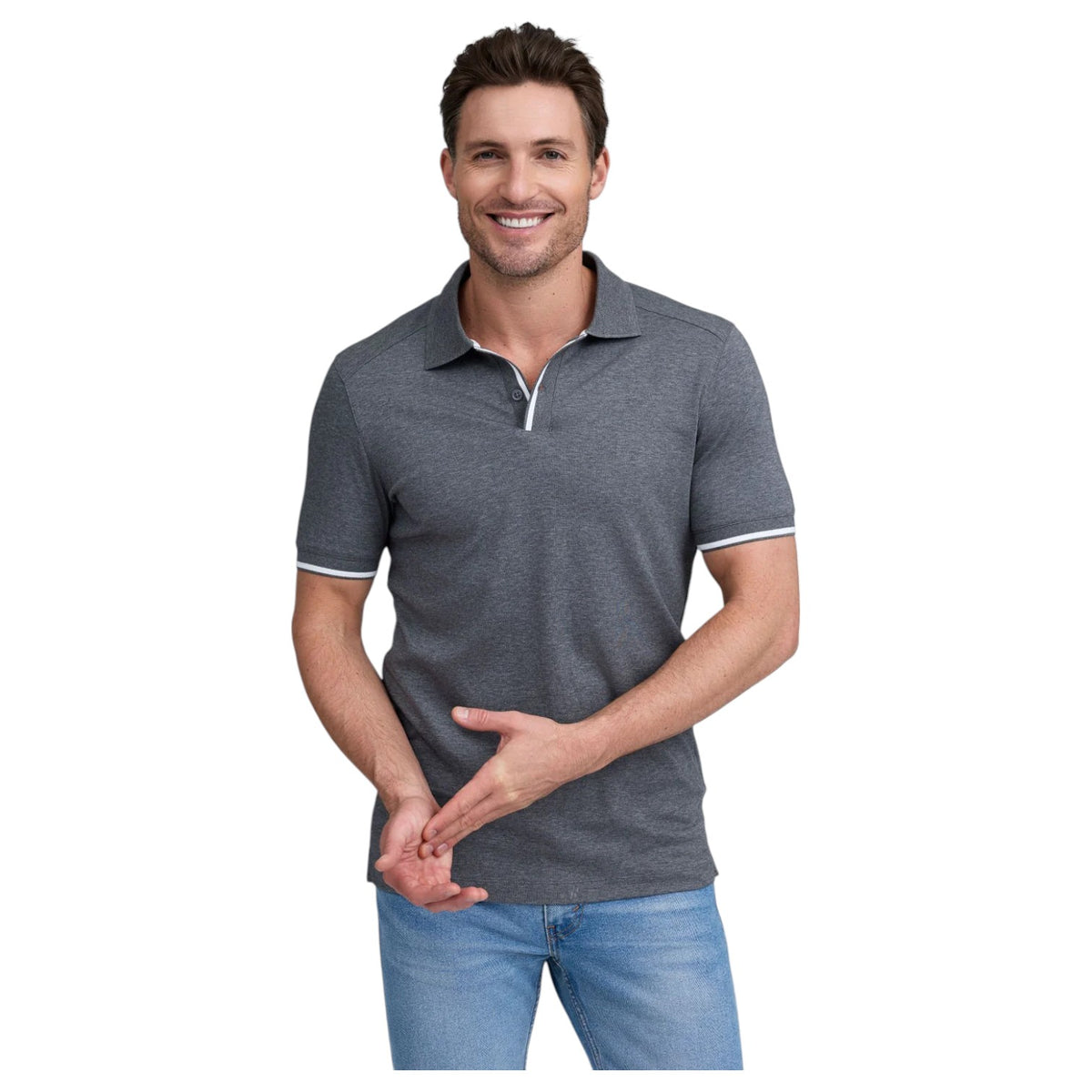 Raffi Polo Shirt In Charcoal  RW24196 Charcoal