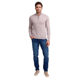 Raffi Mock Neck Quarter Zip Sweater in 100% Merino Wool   HWC19398-Z Oat