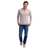 Raffi Mock Neck Quarter Zip Sweater in 100% Merino Wool   HWC19398-Z Oat