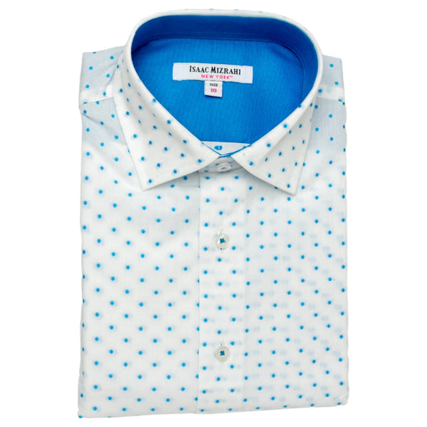 Isaac Mizrahi Boys Dress Solid Shirt W/ Contrast  SH9764