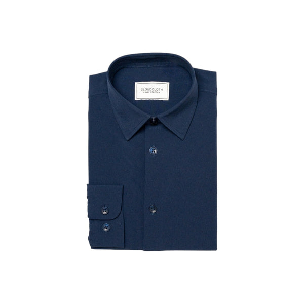 Cloud-Cloth Stretch Boys Navy Dress Shirt  SH9801