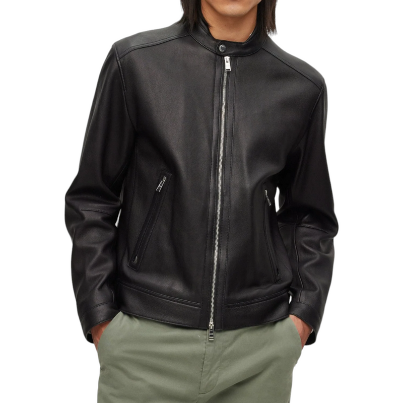 BOSS Regular-Fit Lamb Leather Jacket in with Stand Collar 50493935 BOSS Regular-Fit Lamb Leather Jacket in with Stand Collar 50493935