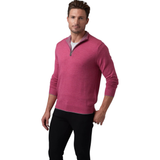 Raffi Mock Neck Quarter Zip Sweater in 100% Merino Wool   HWC19398-Z Rosewater