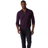 Raffi Mock Neck Quarter Zip Sweater in 100% Merino Wool   HWC19398-Z Wineberry