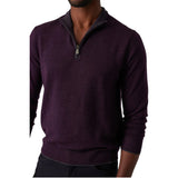 Raffi Mock Neck Quarter Zip Sweater in 100% Merino Wool   HWC19398-Z Wineberry