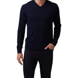 Raffi Classic V-Neck Sweater In 100% Merino Wool   HWC19391 Navy