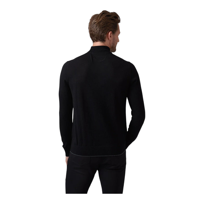 Raffi Classic Men's Mock Neck Sweater in 100% Merino Wool HWC19398 Black