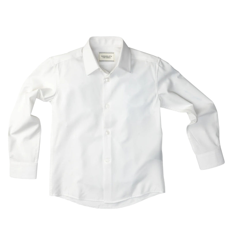 Boy's CloudCloth 4 Way Stretch Shirt 8 / White Boy's CloudCloth 4 Way Stretch Shirt 8 / White
