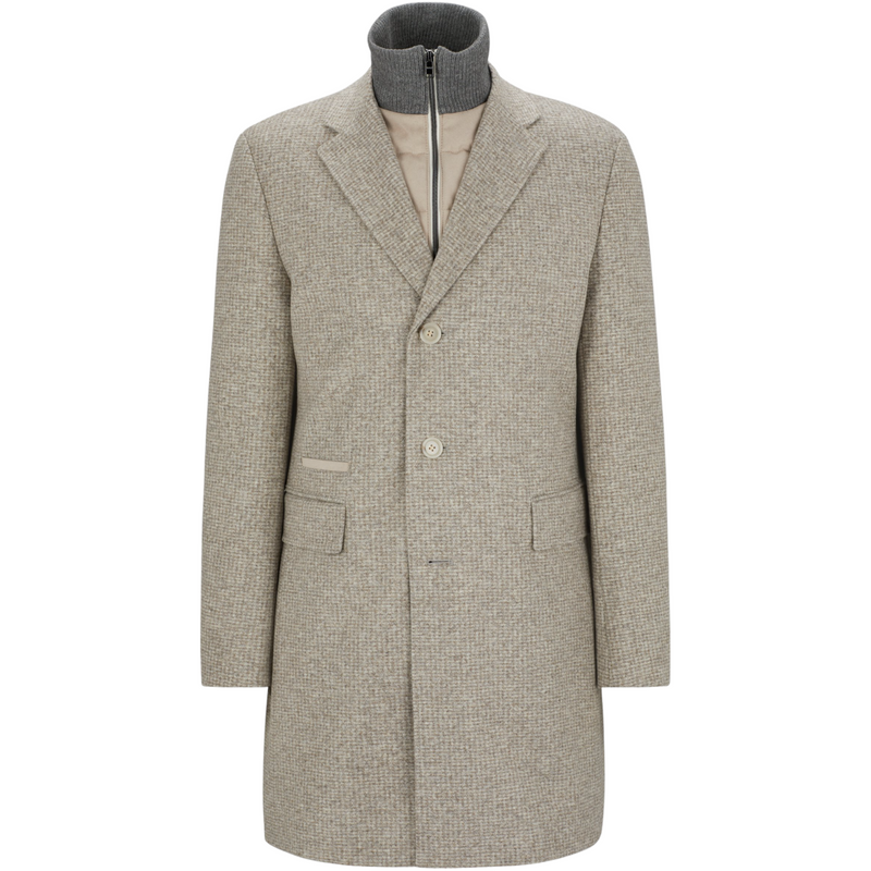 BOSS Slim-Fit Coat in Wool Blend with Zip-up Inner Lining  50502320-131