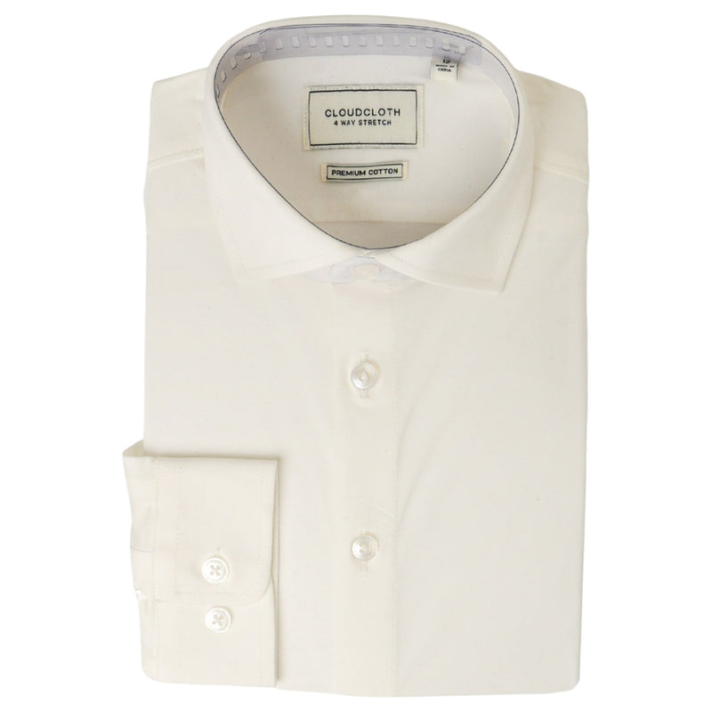 Cloud-Cloth Stretch Boys Off White Dress Shirt  SH9901