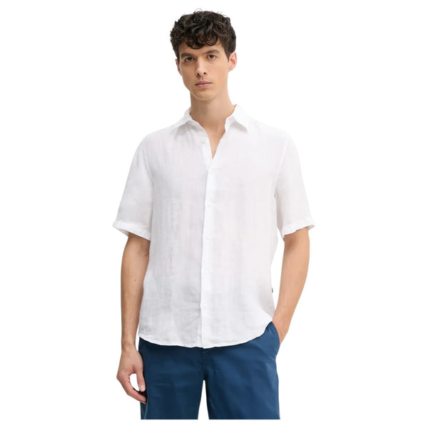 BOSS ORANGE Men's White Linen Shirt  50537382 100