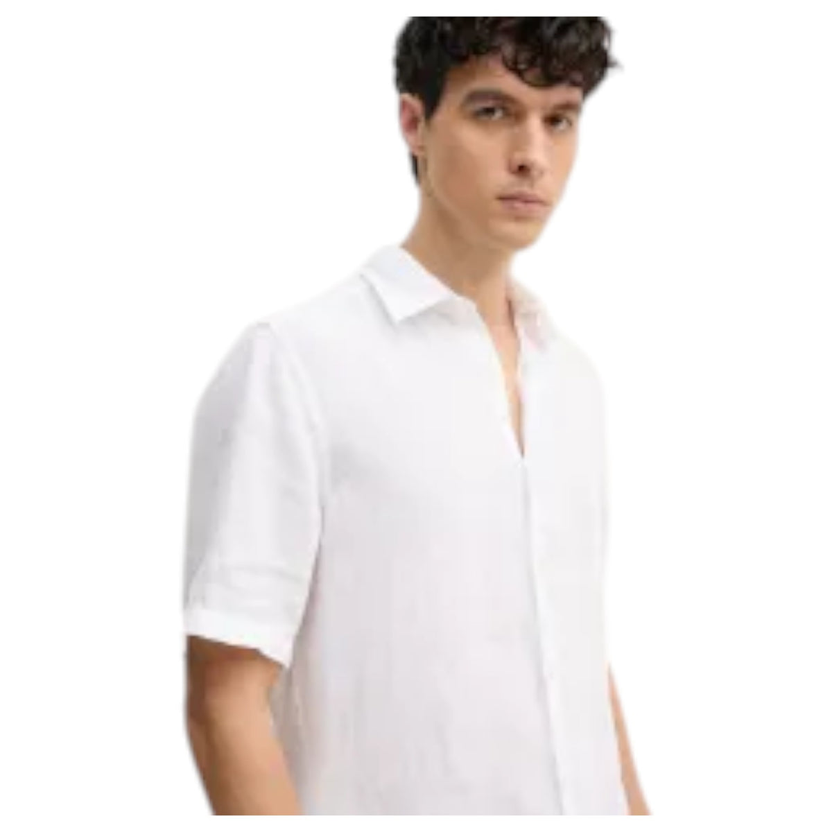 BOSS ORANGE Men's White Linen Shirt  50537382 100