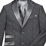 AXNY Boys' 3 Pc Embroidered Notch Lapel Tuxedo with Black Vest & Pants  ST2062 BLACK 16