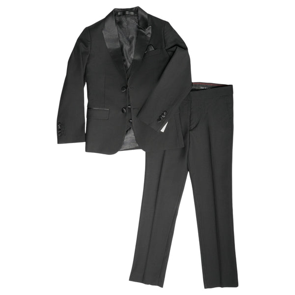 Isaac Mizrahi Boys' 3Pc Black Peak Lapel Tuxedo  ST2500 Black