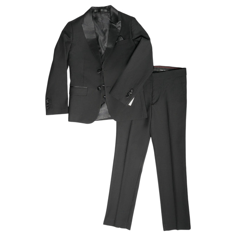Isaac Mizrahi Boys' 3Pc Black Peak Lapel Tuxedo  ST2500 Black