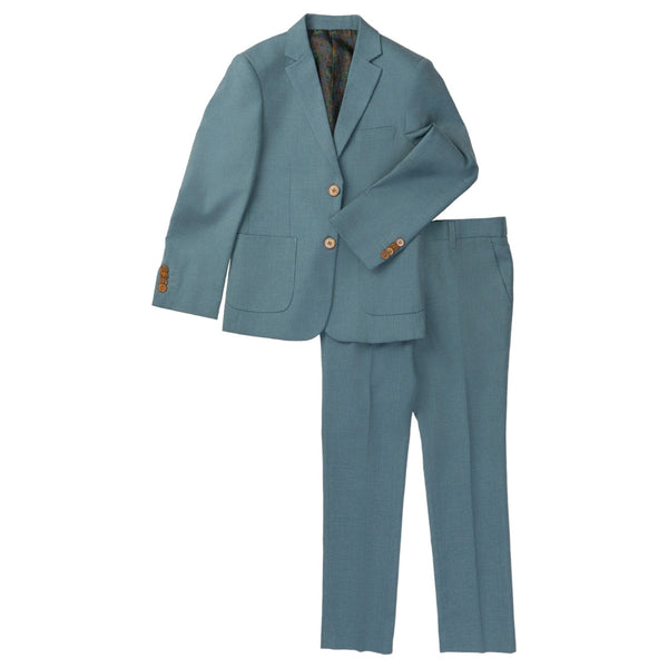 Isaac Mizrahi Boys 2Pc Chambray Textured Suit In Teal ST2646