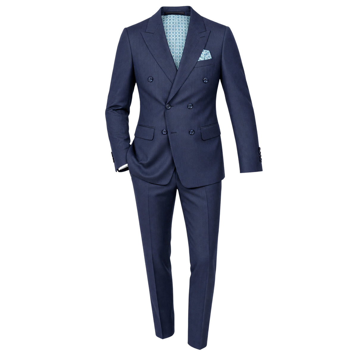 Cloud Cloth Boys' Navy Herringbone Double-Breasted Suit  ST-2798