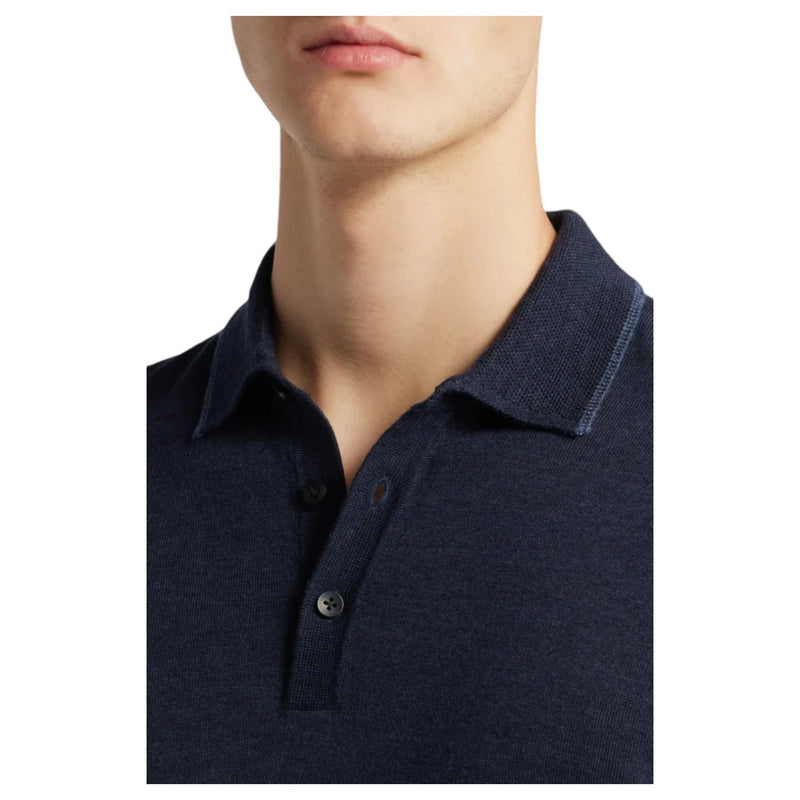 Robert Barakett Long-Sleeve Polo In Navy  RB41550 Navy