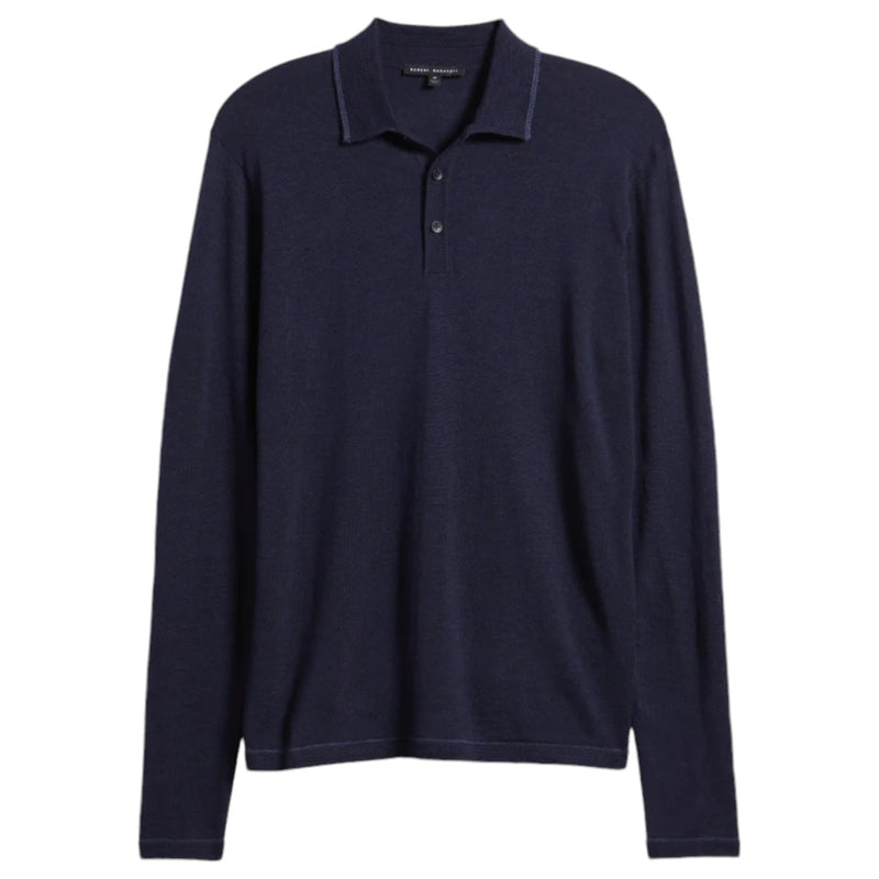 Robert Barakett Long-Sleeve Polo In Navy  RB41550 Navy