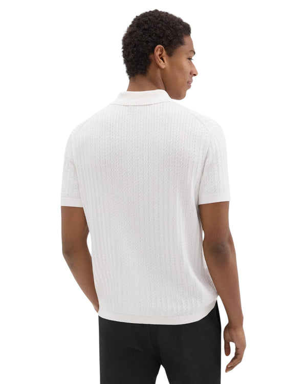 Theory Cable Knit Polo In Cotton O0484701 White