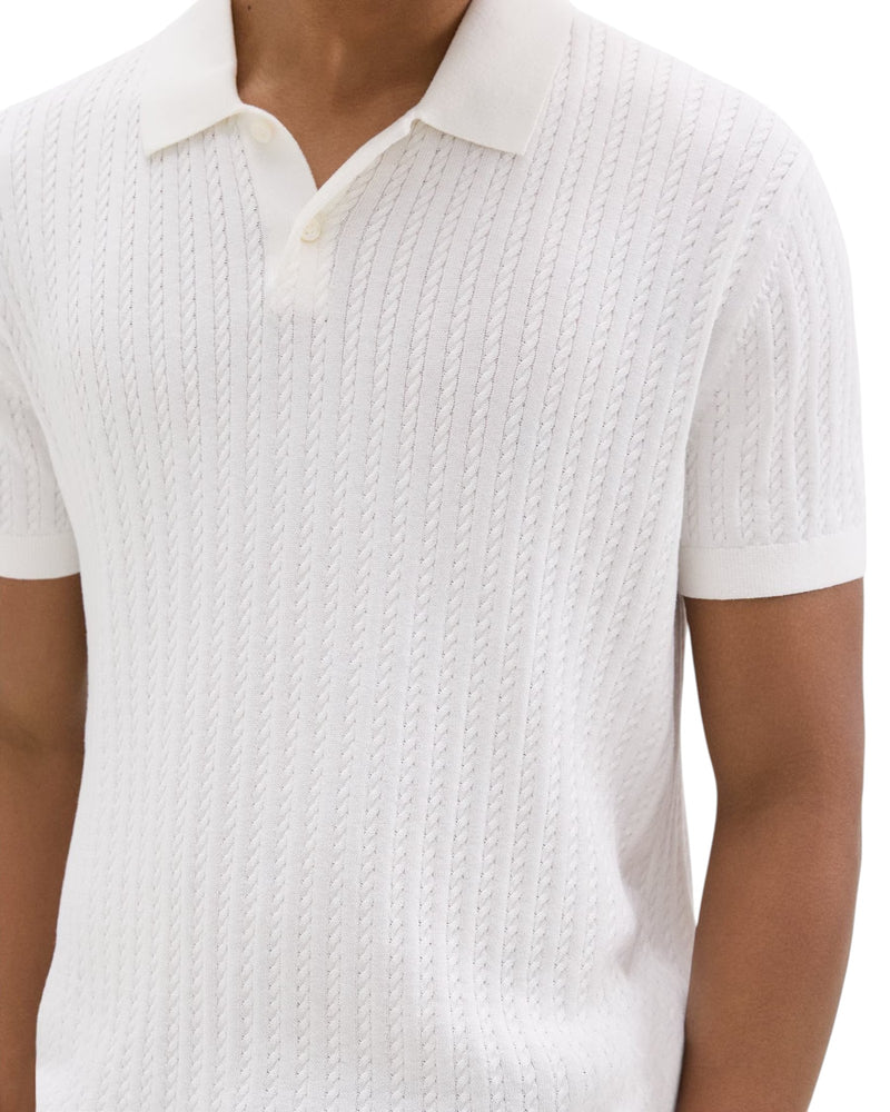 Theory Cable Knit Polo In Cotton O0484701 White