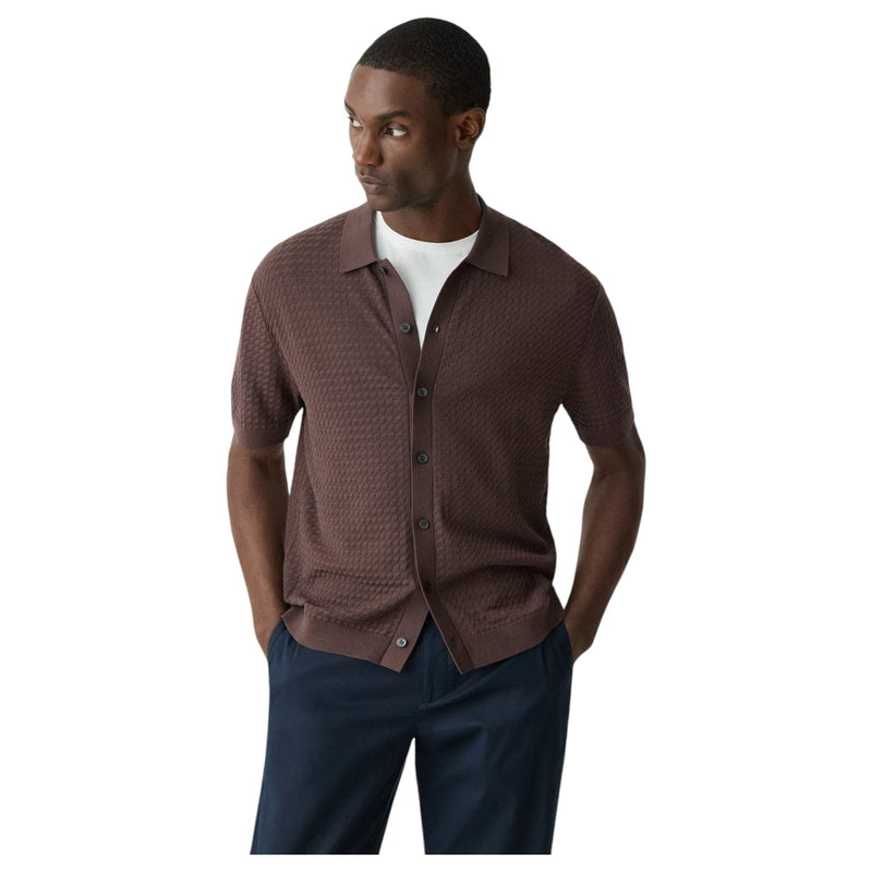 Theory Cairn Short-Sleeve Sweater in Cotton In Brown  P0384702 28Z