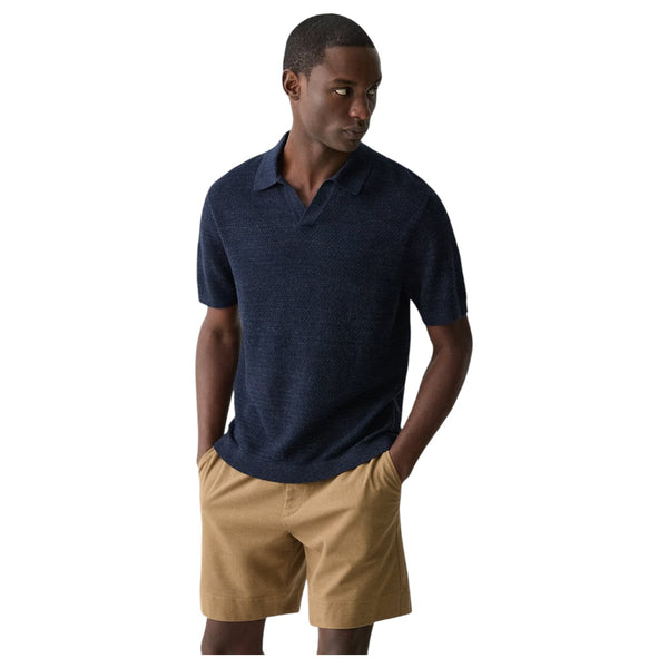 Theory Brenan Polo Shirt in Pacific Linen In Navy  P0583702 XHX