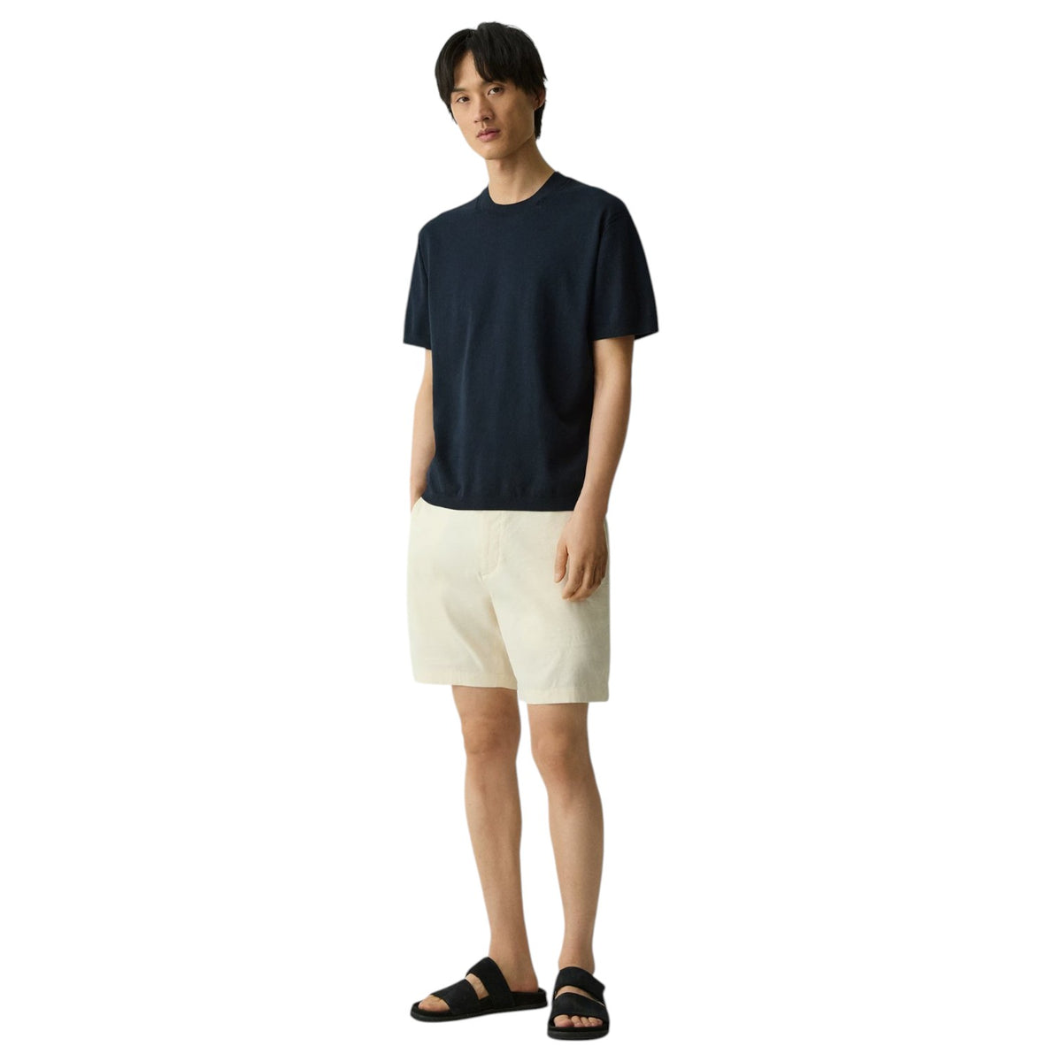 Theory Relaxed Crewneck Tee in Cotton Light Twist In Navy  P0584704 Navy