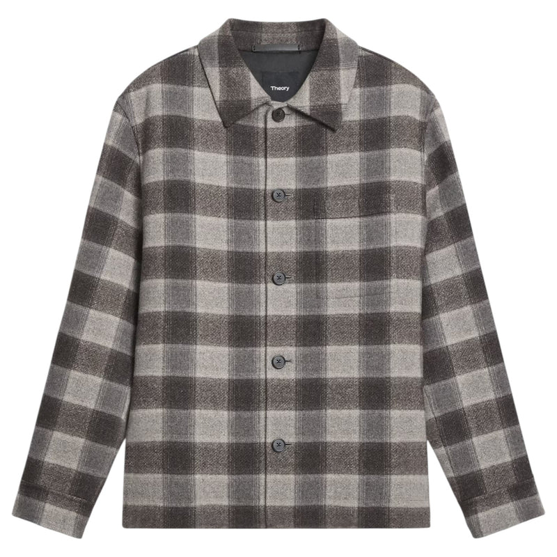 Theory Overshirt in Checked Double-Face Wool-Cashmere