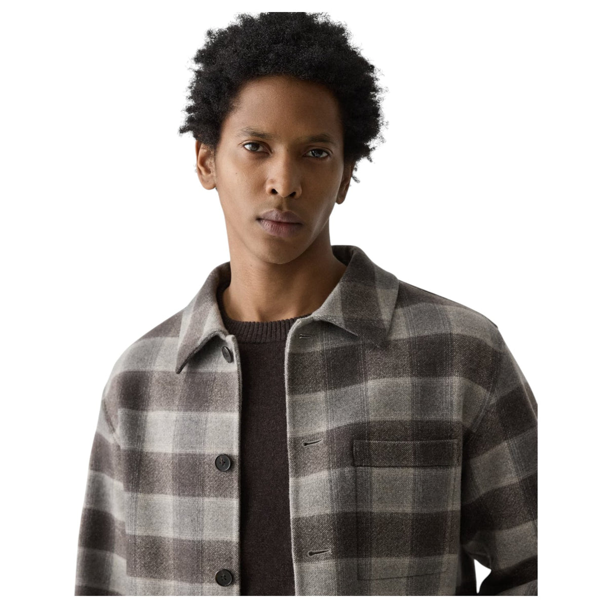 Theory Overshirt in Checked Double-Face Wool-Cashmere