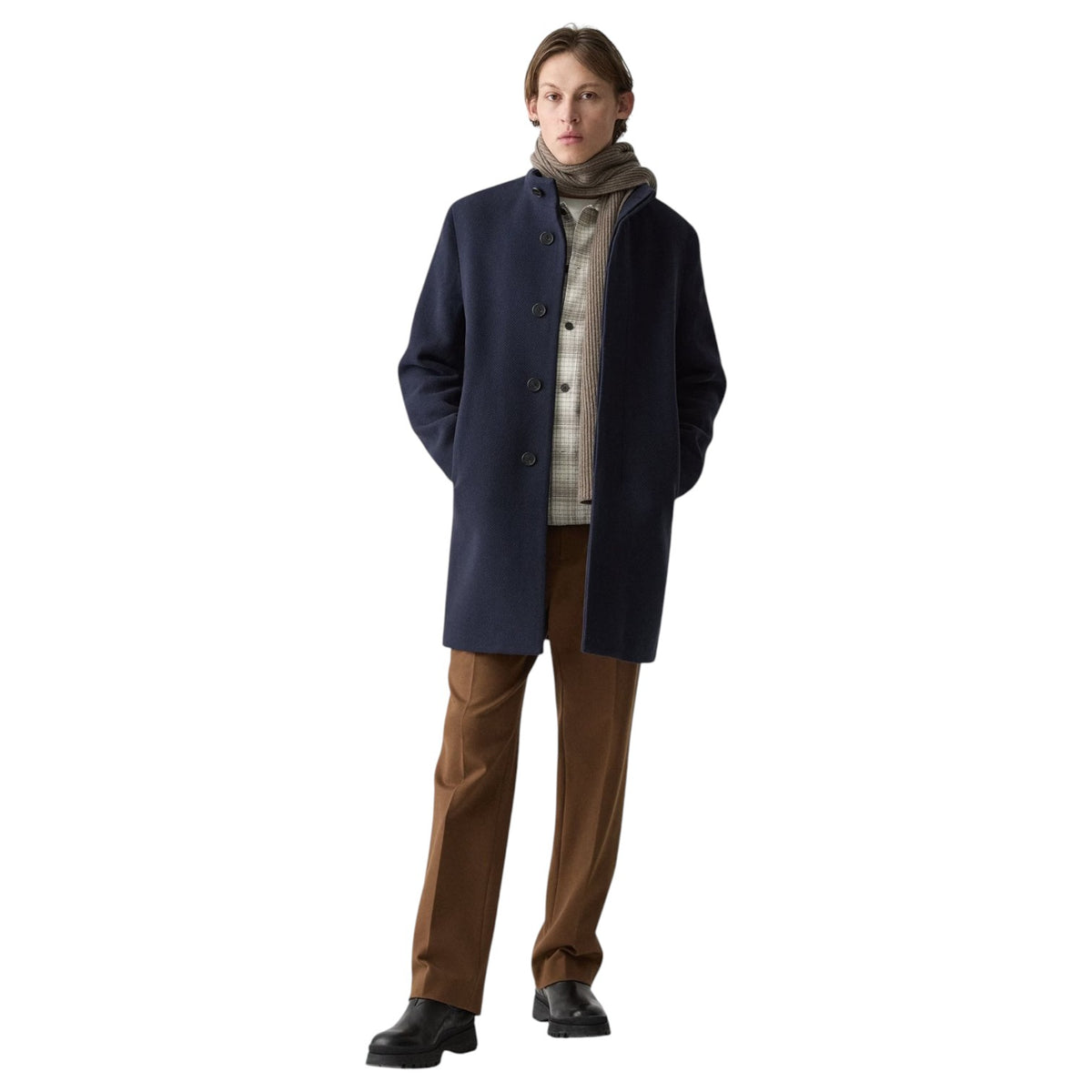 Theory Belvin Coat in Textured Wool-Blend Melton