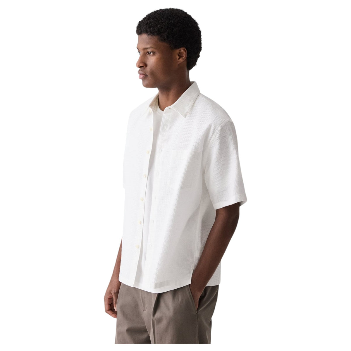 Theory Weekend Short-Sleeve Shirt in Waffled Cotton  Q0574502