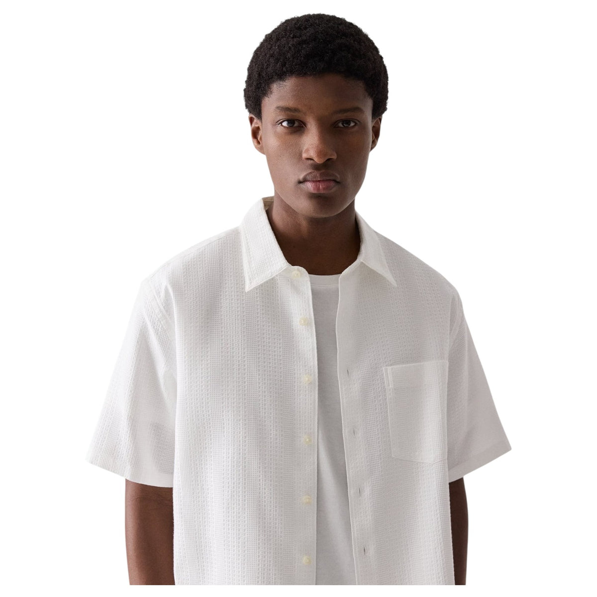 Theory Weekend Short-Sleeve Shirt in Waffled Cotton  Q0574502