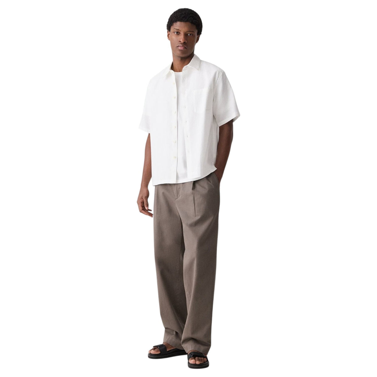 Theory Weekend Short-Sleeve Shirt in Waffled Cotton  Q0574502