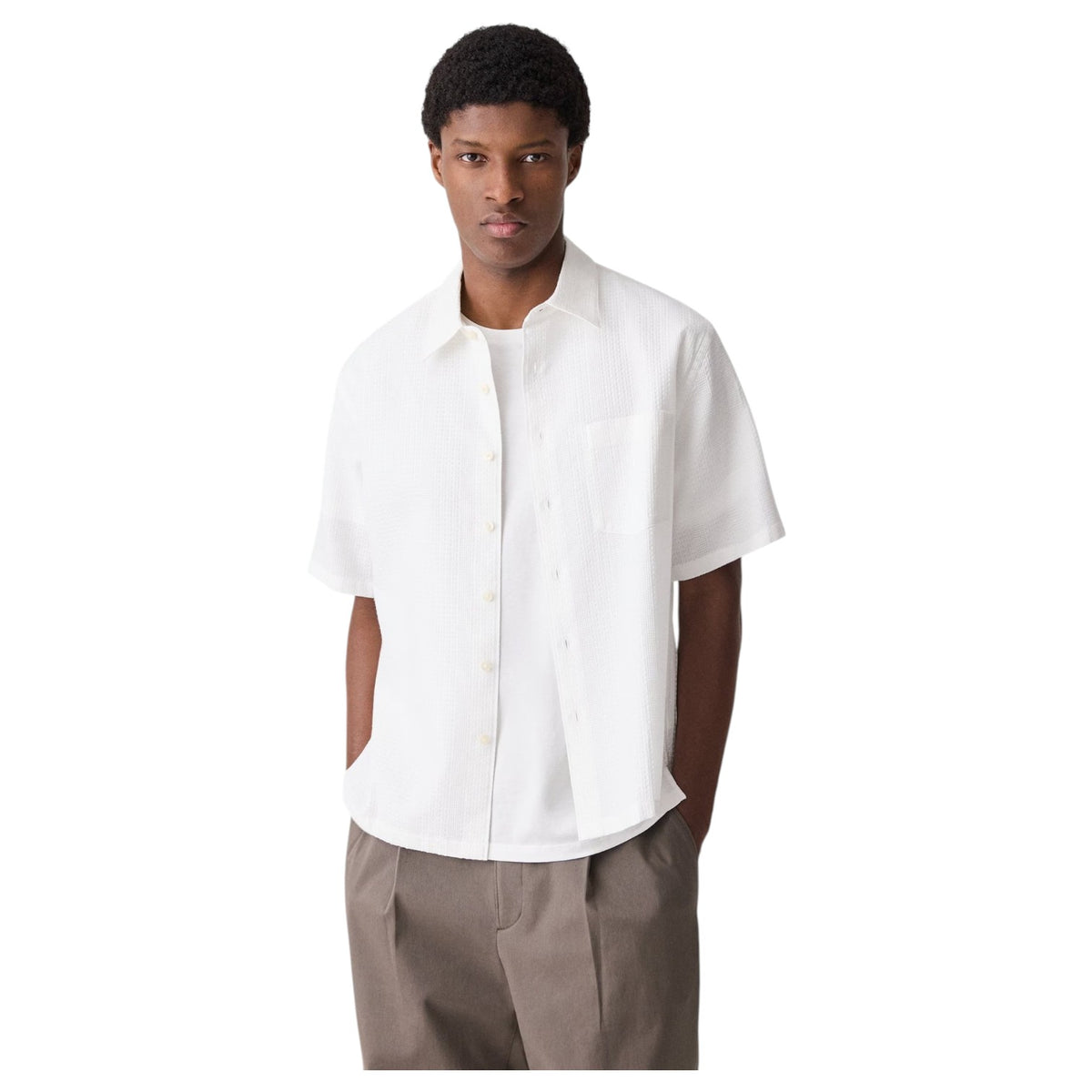 Theory Weekend Short-Sleeve Shirt in Waffled Cotton  Q0574502