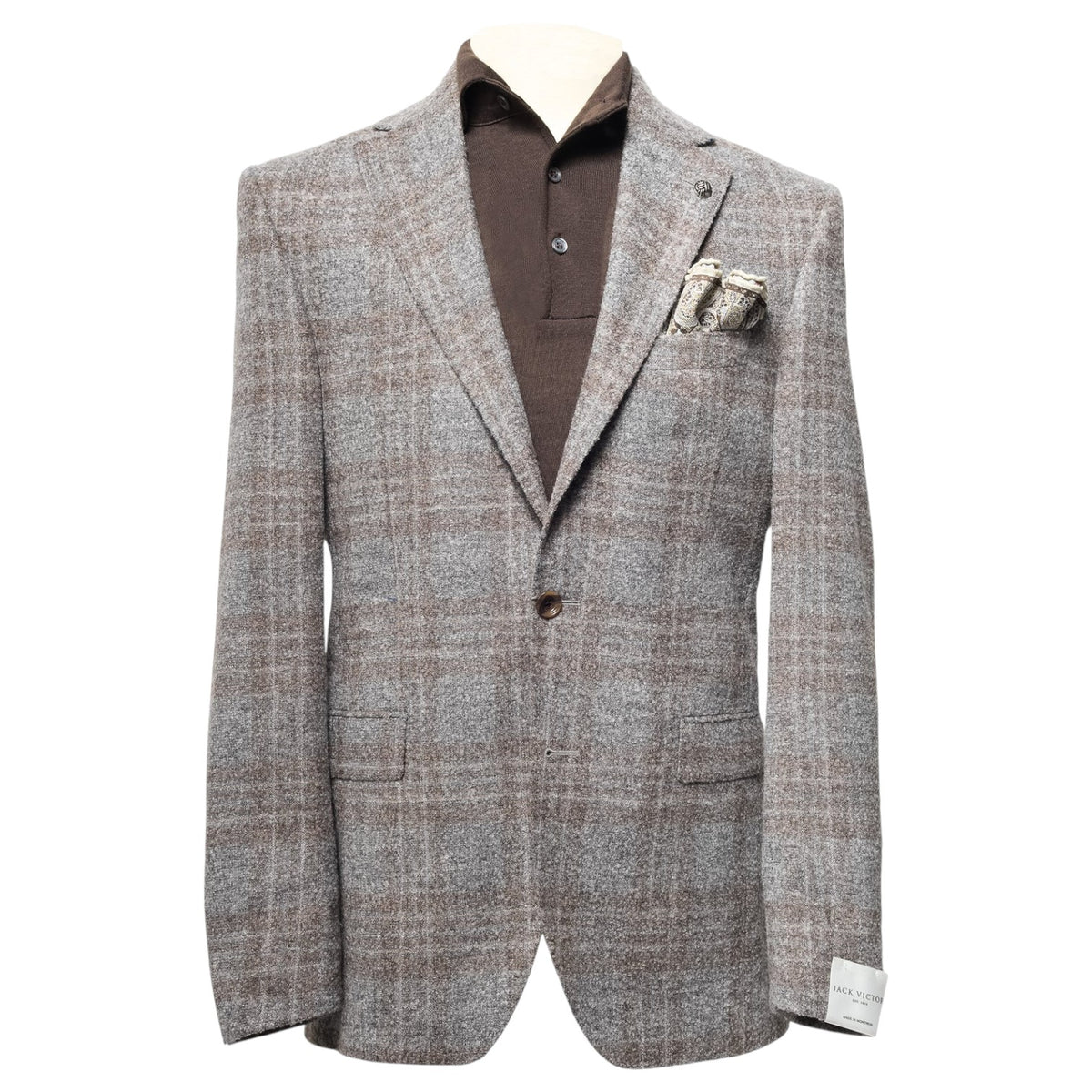 Jack Victor Gray Check McAllen Loro Piana Alpaca Sport Jacket JVC14039