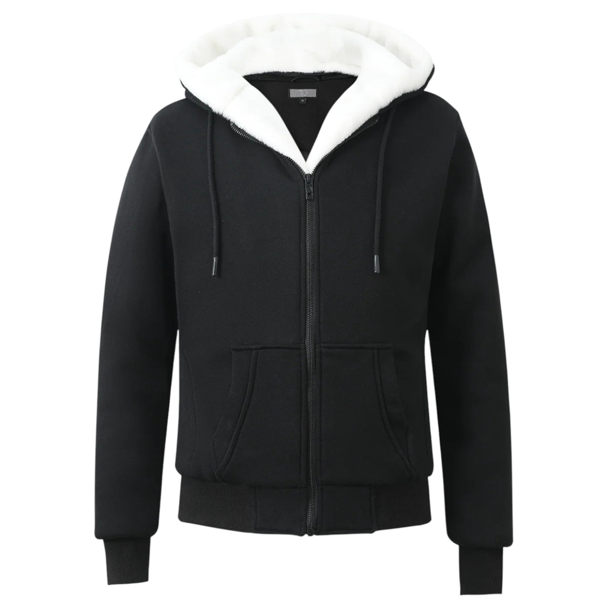 T.O Boy's Black Hoodie - Black Removable Fur HD-1B/W