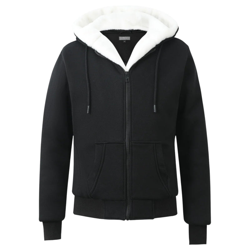 T.O Boy's Black Hoodie - Black Removable Fur HD-1B/W