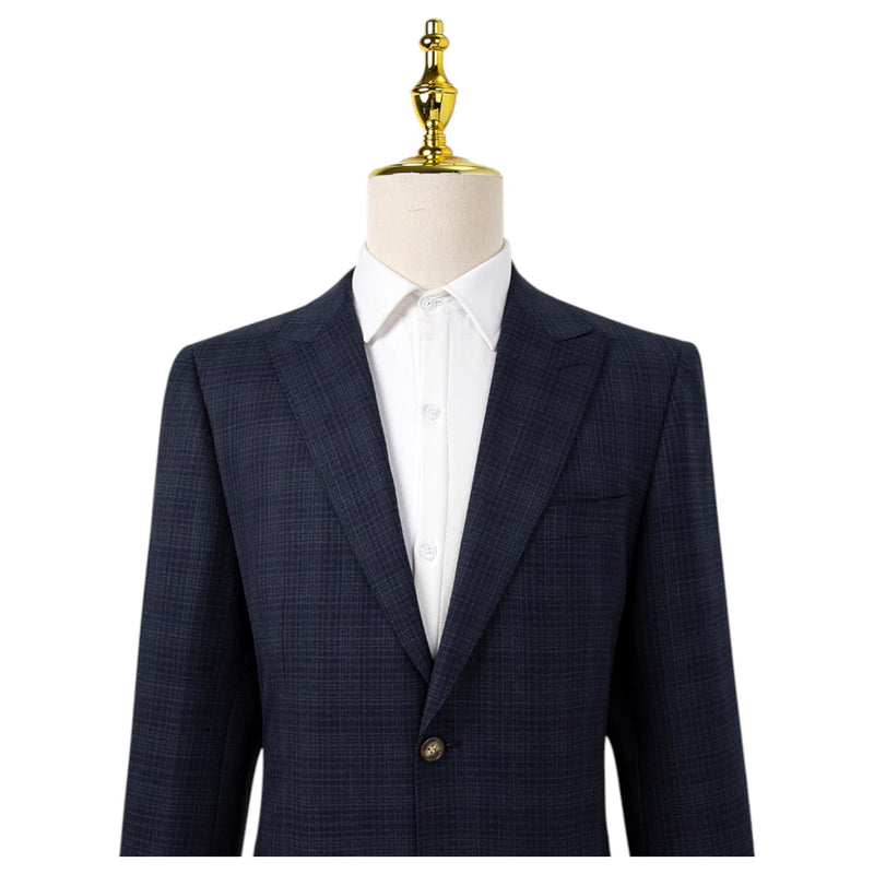 Bresciani Navy Fashion Check Suit Modern Fit B-756