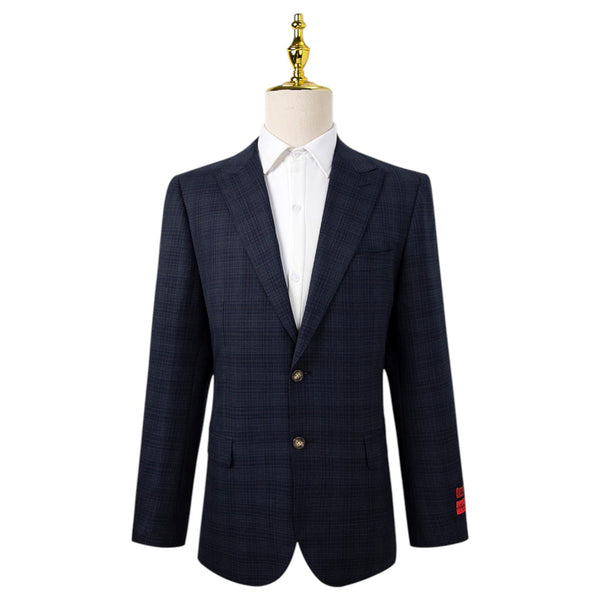 Bresciani Navy Fashion Check Suit Modern Fit B-756