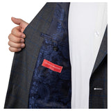 Giovanni Bresciani Grey&Blue Windowpane Slim Fit Suit GB-LX-505