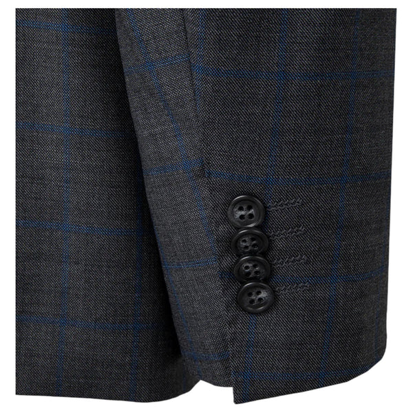 Giovanni Bresciani Grey&Blue Windowpane Slim Fit Suit GB-LX-505