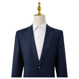 Bresciani Navy Fashion Check Suit Modern Fit B-754
