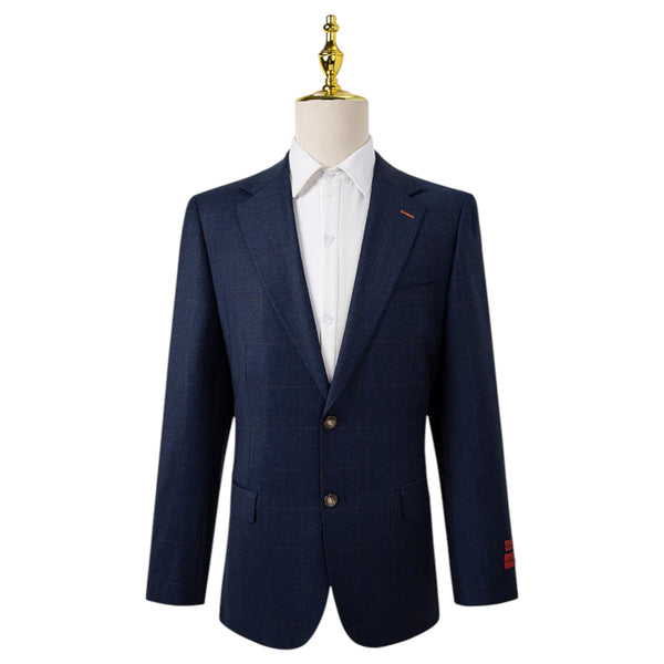 Bresciani Navy Fashion Check Suit Modern Fit B-754