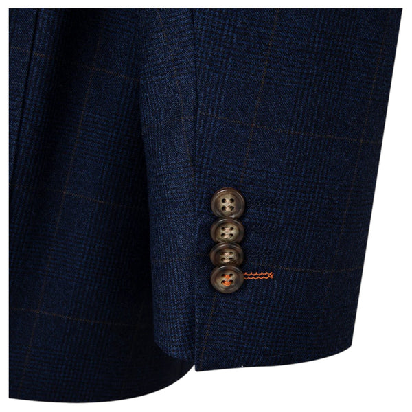 Bresciani Navy Fashion Check Suit Modern Fit B-754