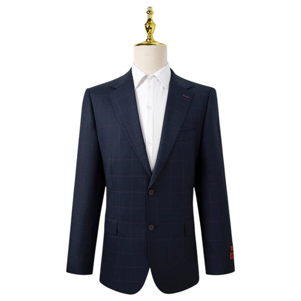 Bresciani Navy Fashion Check Suit Modern Fit B-755
