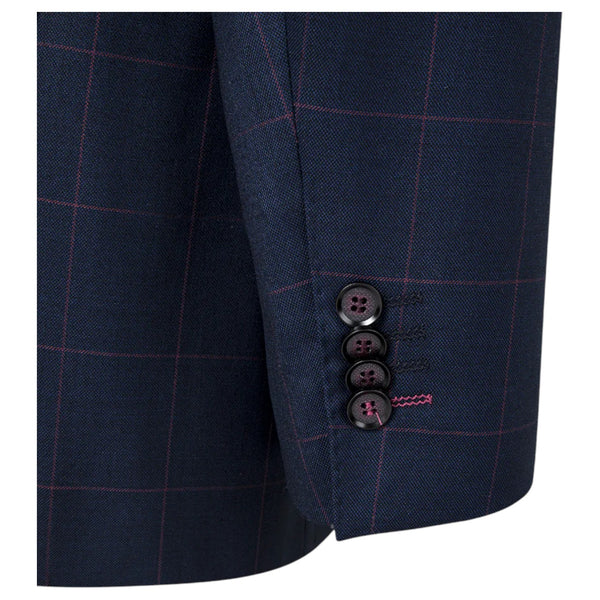 Bresciani Navy Fashion Check Suit Modern Fit B-755