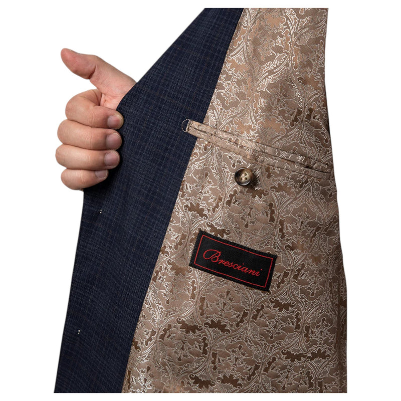 Bresciani Navy Fashion Check Suit Modern Fit B-756